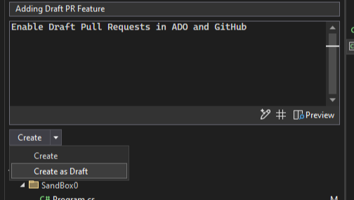 Image showing a draft of a pull request description for ADO and GitHub