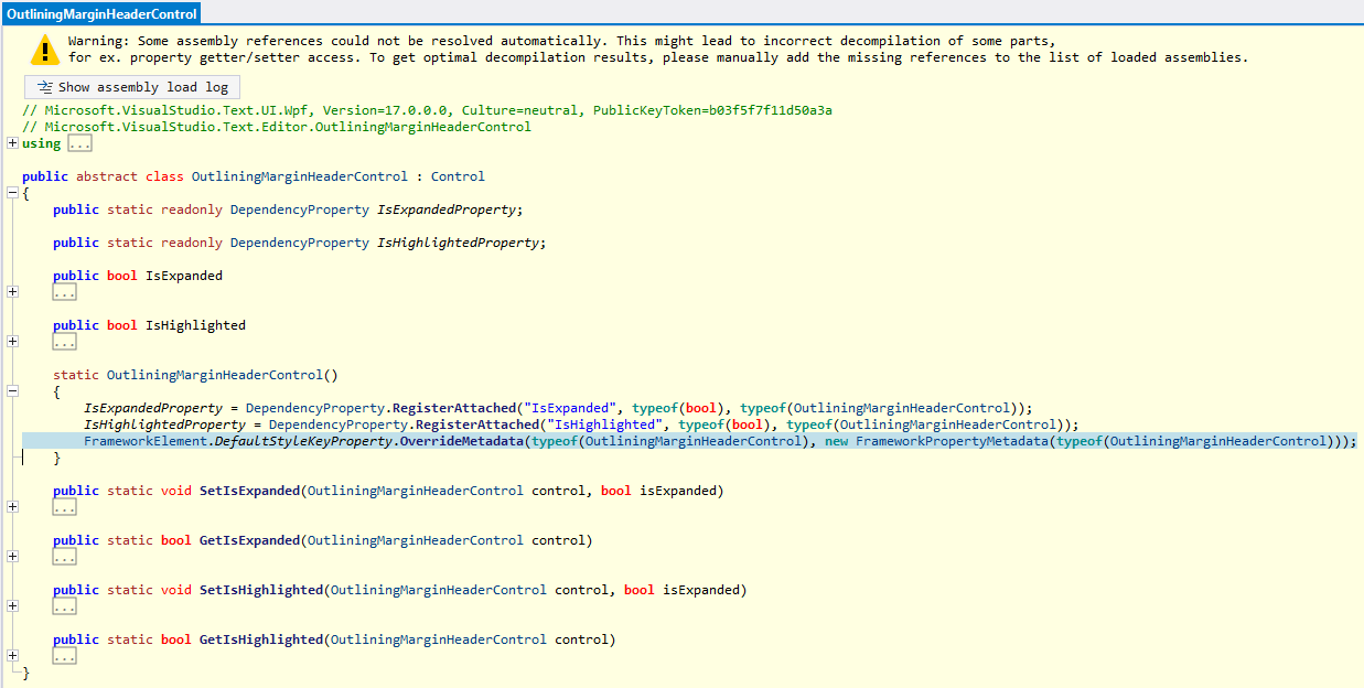 OutliningMarginHeaderControl in ILSpy