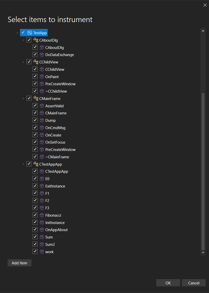 List of instruments you can easily select and view