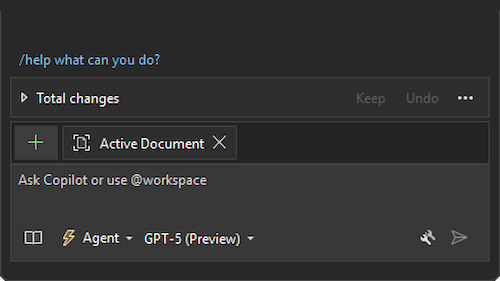 Showcasing the GPT-5 model being selected in copilot chat