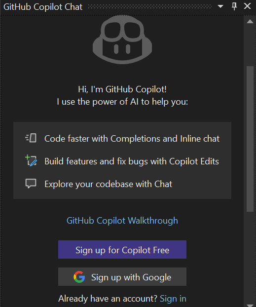 Signing up for copilot now has a google sign in path