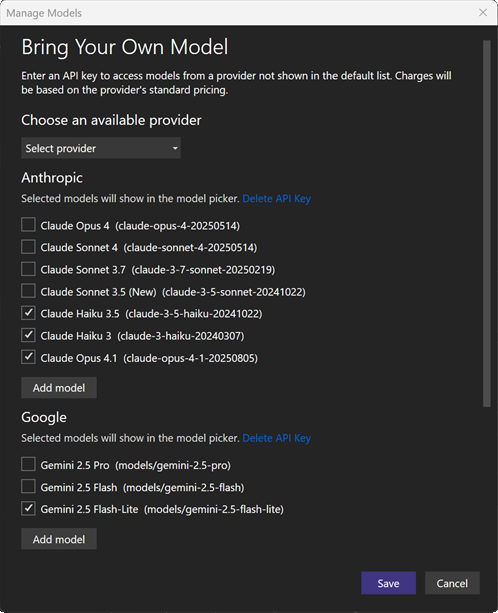 Showcasing all the models and custom models that you can upload