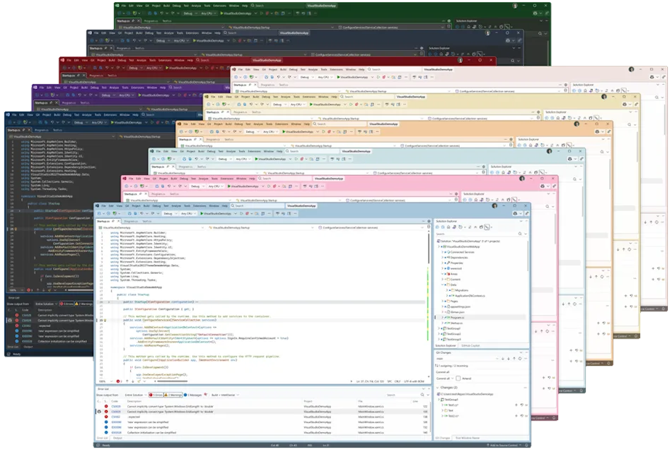 Visual Studio 2026 introduces a new collection of tinted themes