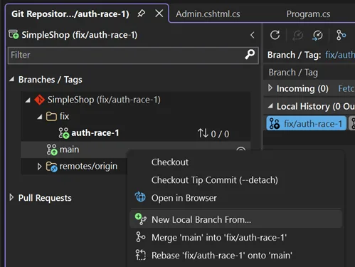 New Local Branch From