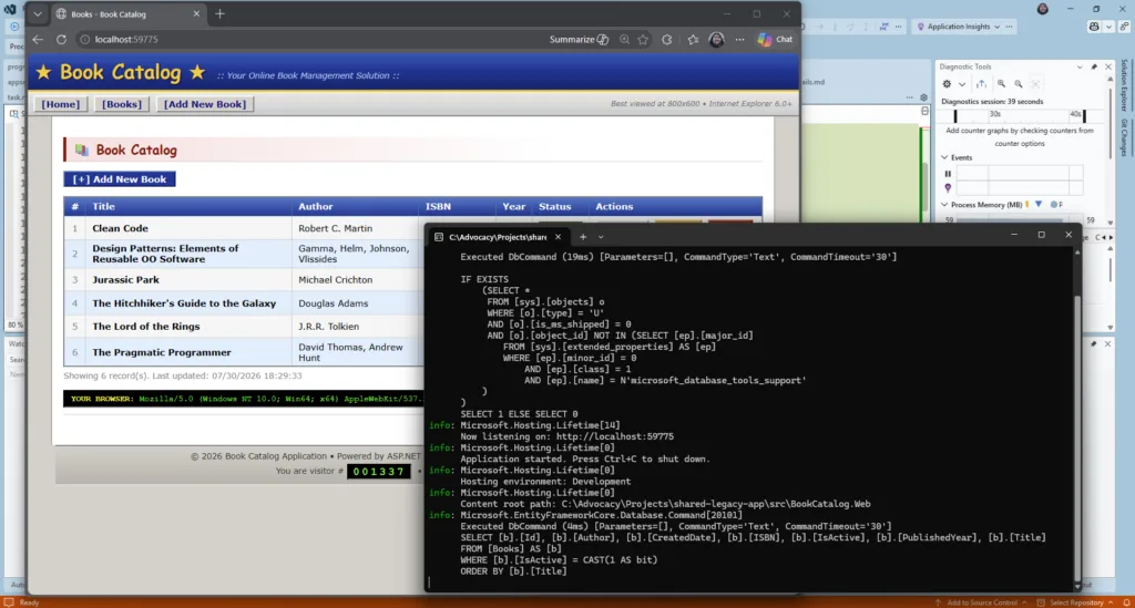 Screenshot of the newly upgraded application running