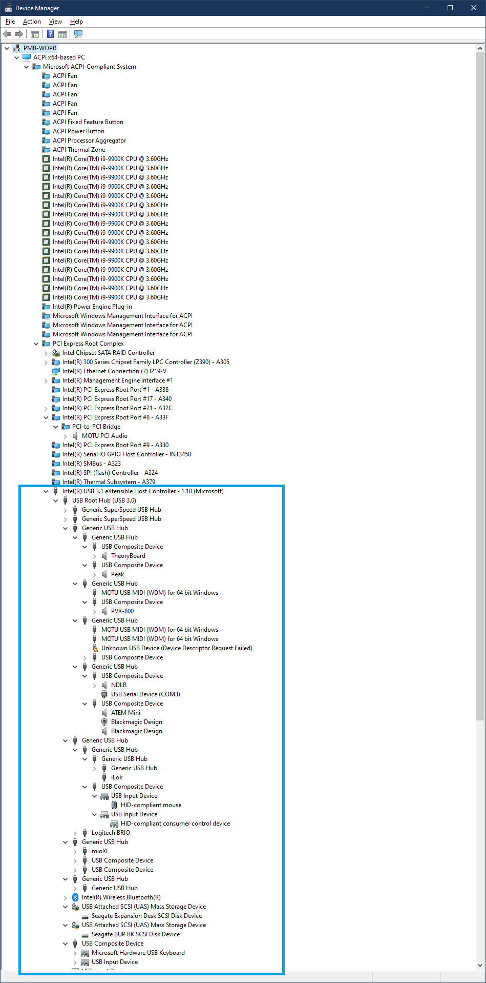 Device Manager Devices by Connection