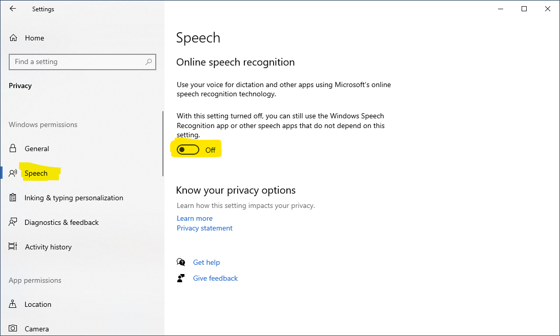 Disable Cortana through Online speech recognition