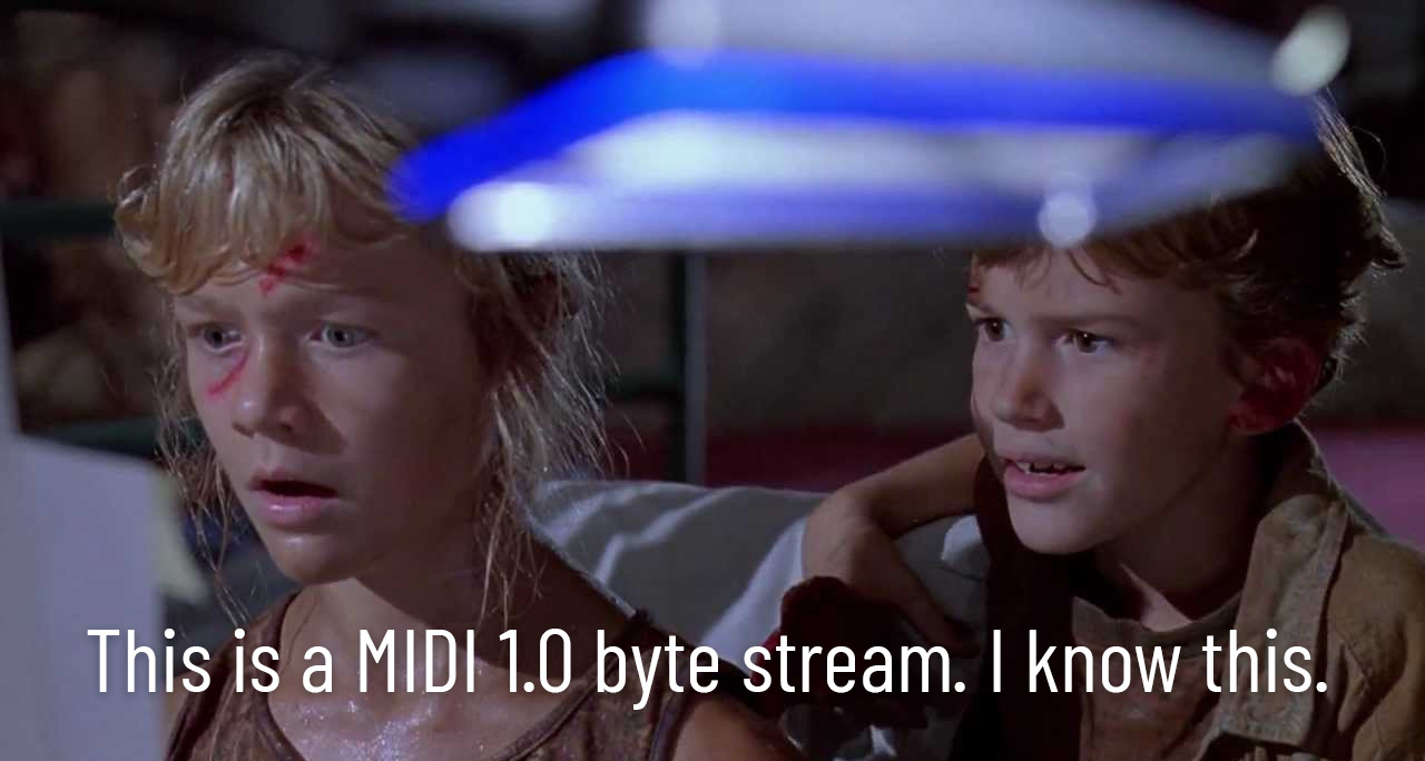 This is a MIDI 1.0 byte stream. I know this