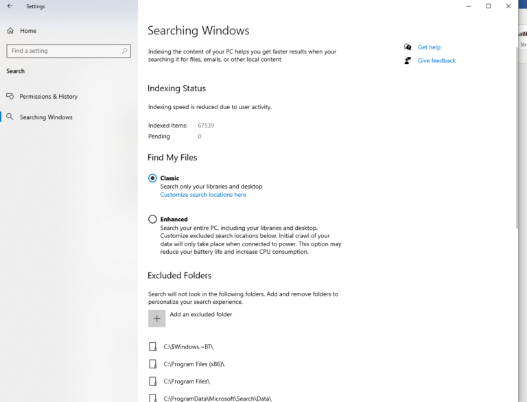 Configuration and Settings - Windows Search Platform