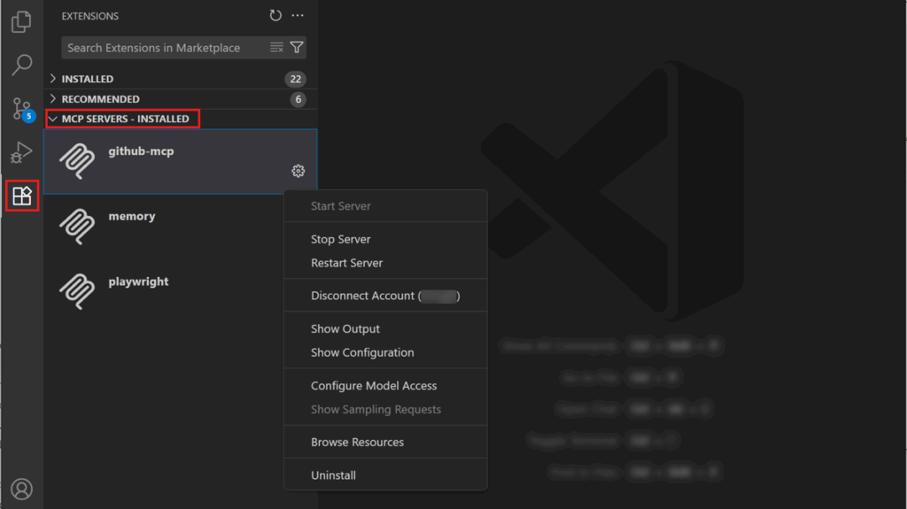 extensions view mcp servers image