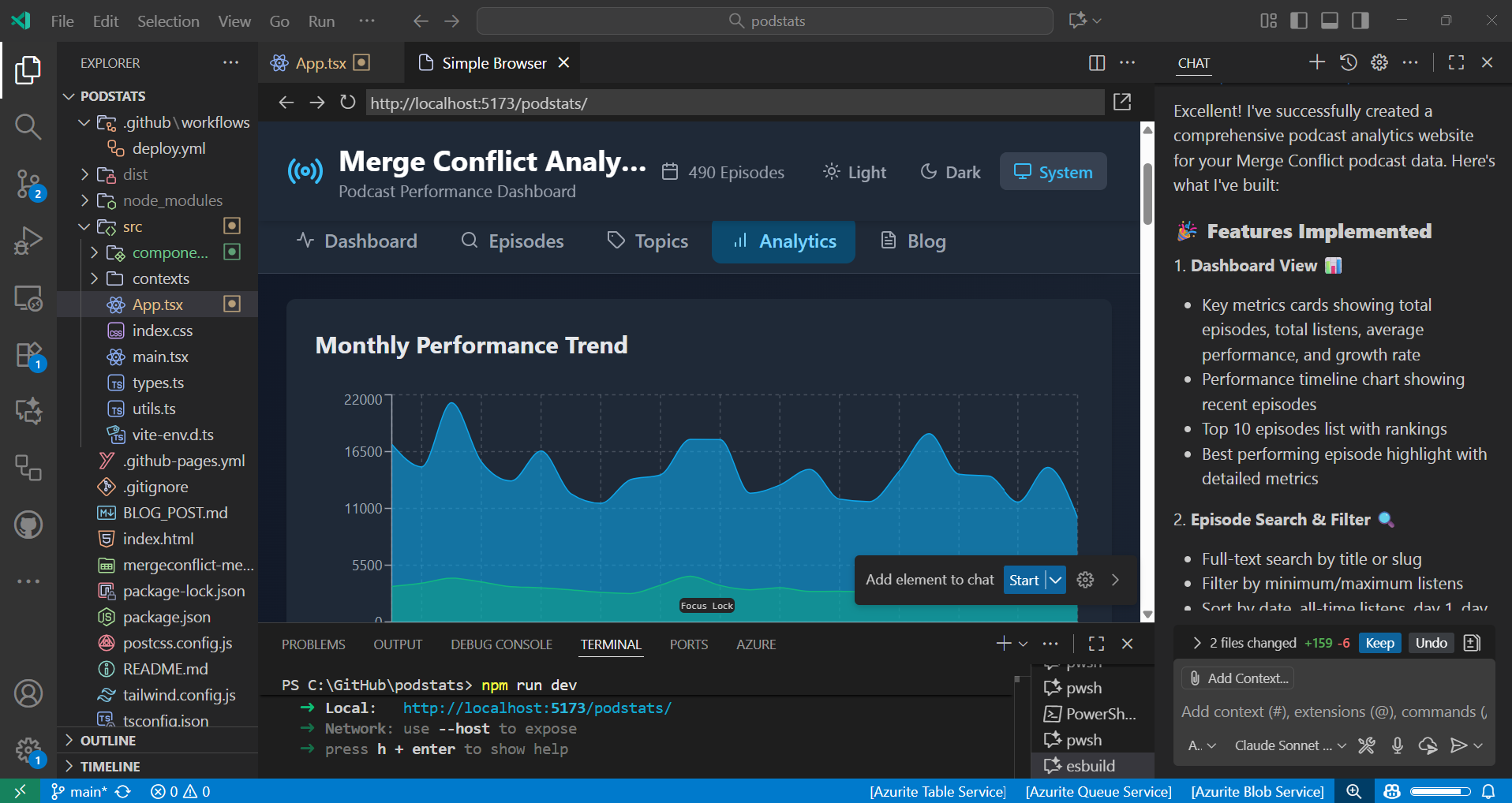 The site running perfectly in VS Code's Simple Browser