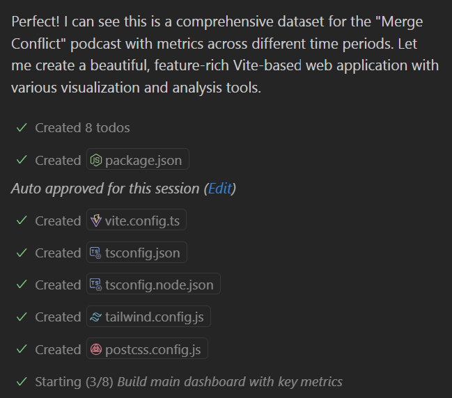 GitHub Copilot generating the initial site structure