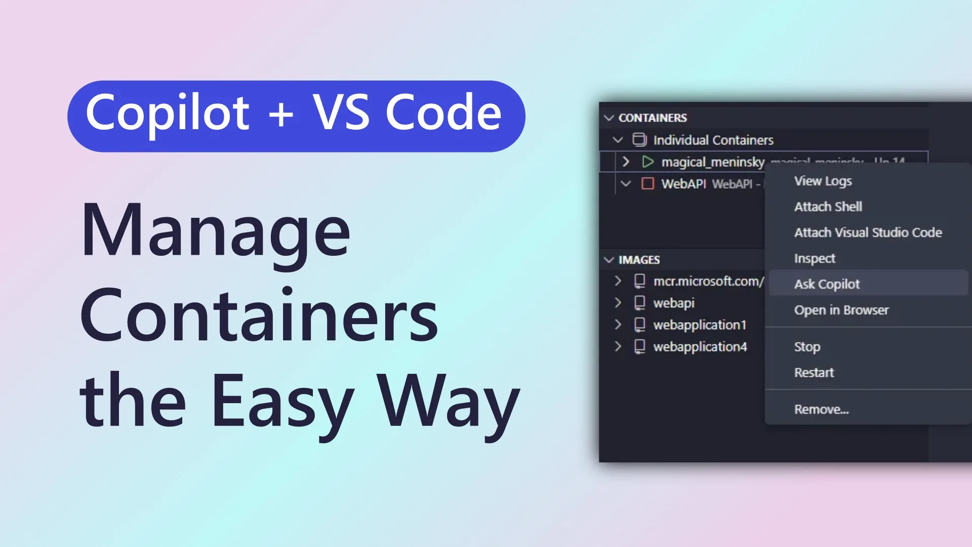 manage containers vscode image