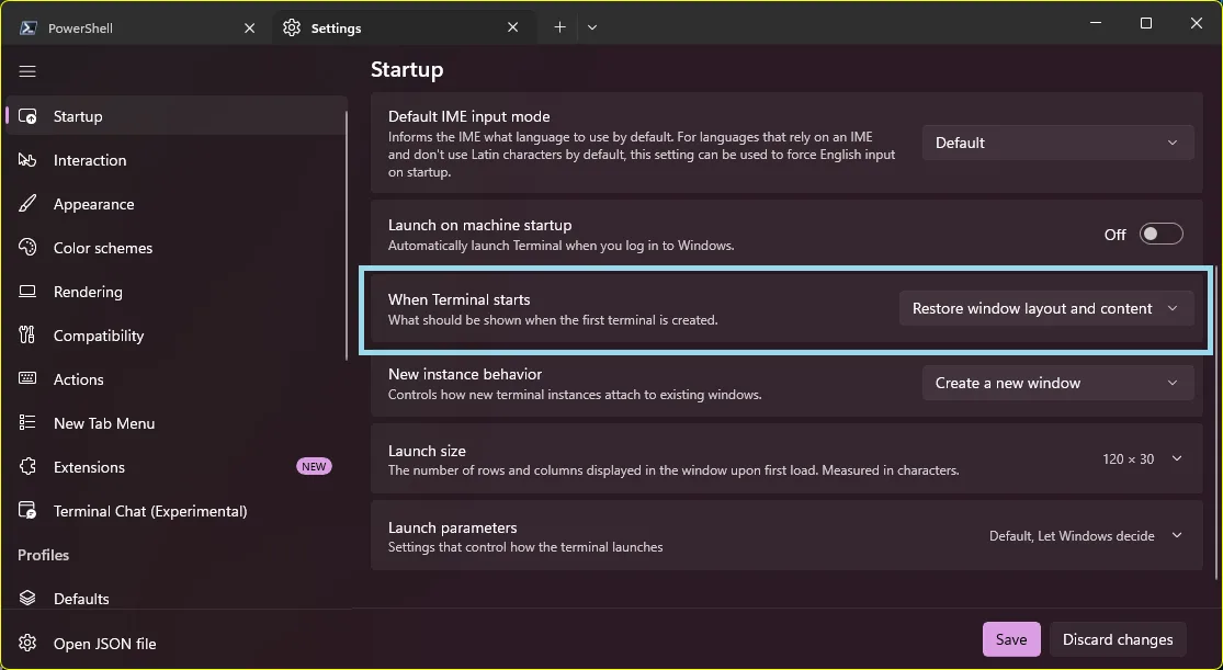 when terminal starts image
