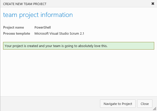 Image of Create New Team Project dialog box