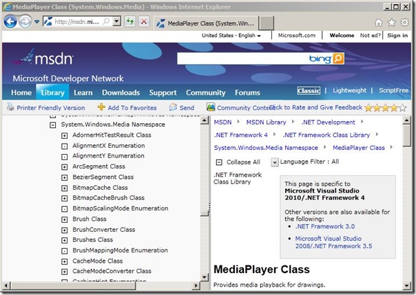 Image of system.windows.media .NET Framework namespace documentation