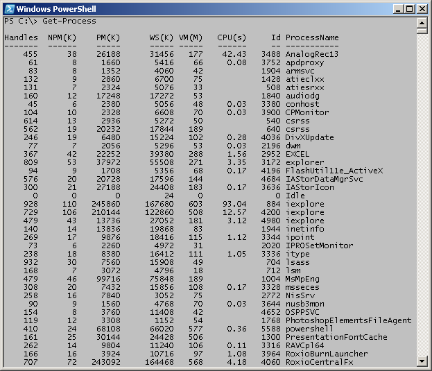 Image of command output