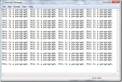 Image of example text file with extra returns and line feeds