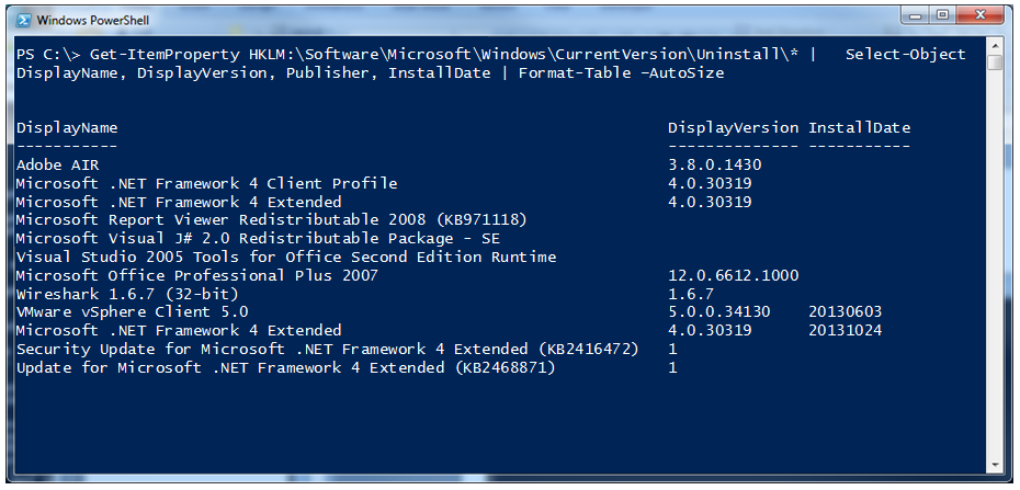 powershell uninstall software