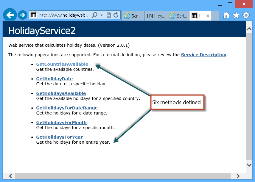 Image of HolidayService2 web service