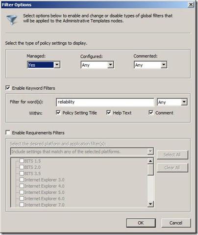 Image of Filter Options dialog box
