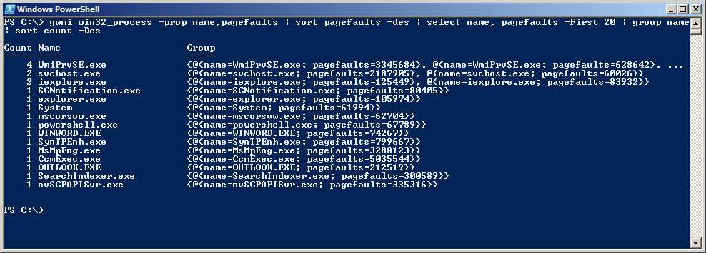 Use Powershell To Find The Top Values Returned By Wmi Scripting Blog