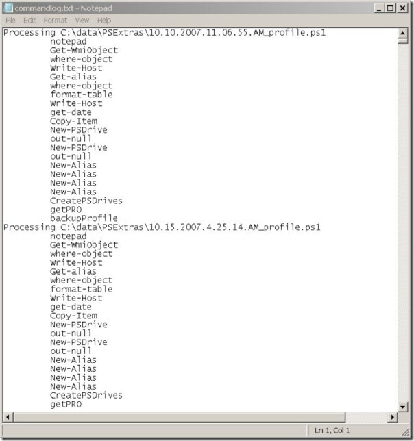 Image of text file generated when script is run