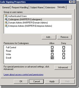 Image of granting Read and Enroll permissions