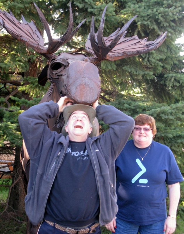 Photo of Sean Kearney, the Scripting Wife, and...MOOSE!