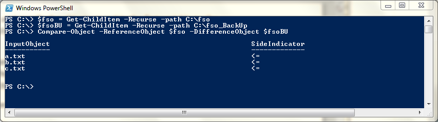 compare folders powershell
