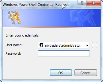 Image of dialog box shown when using credential parameter