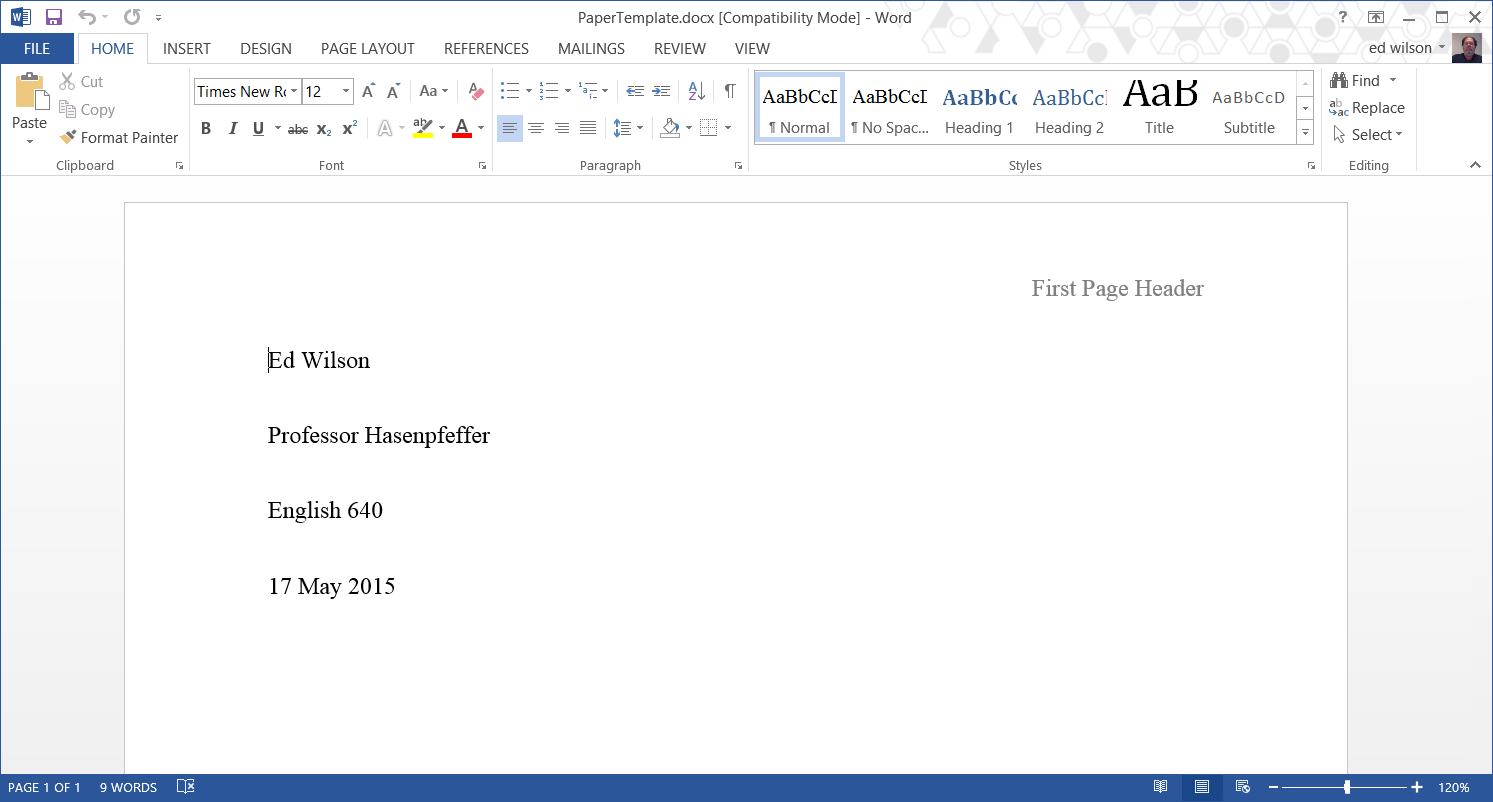 how do i save header in word