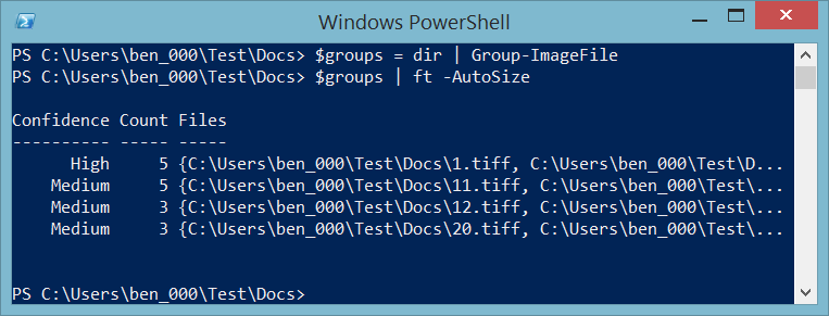 Image of command output