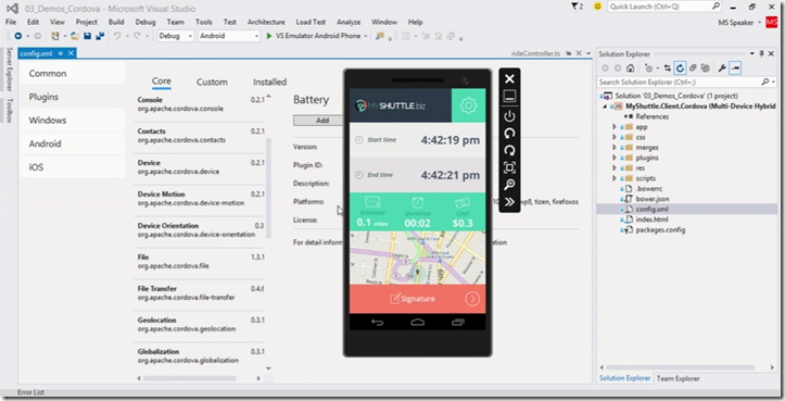  and multi device development of hybrid apps for iOS, Android  and Windows with Visual Studio Tools for Apache Cordova - Cesar de la Torre