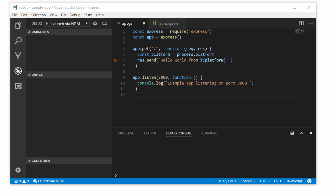 visual studio code javascript run