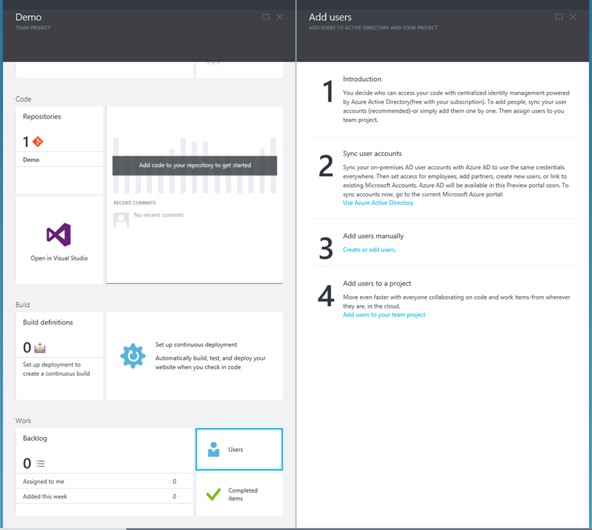 Azure Portal Preview and Visual Studio Online: Adding a user - Buck Hodges