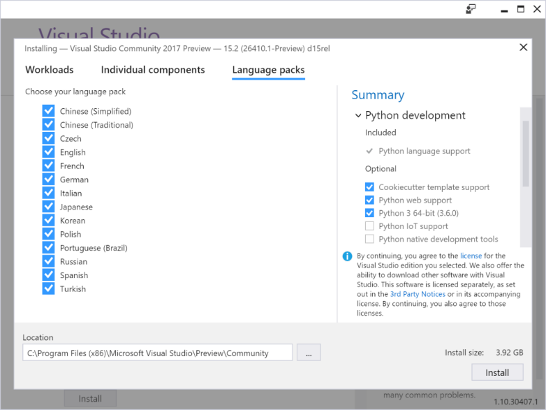 python tools for visual studio 2015 not loading properly