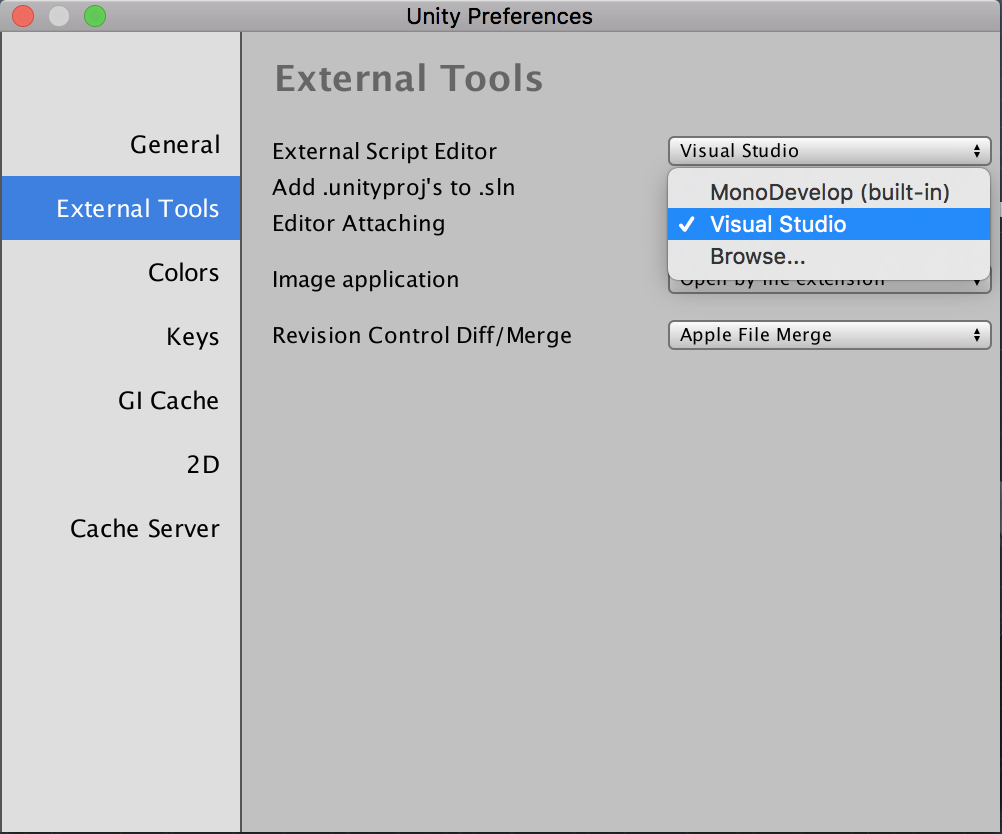 unity and visual studio for mac