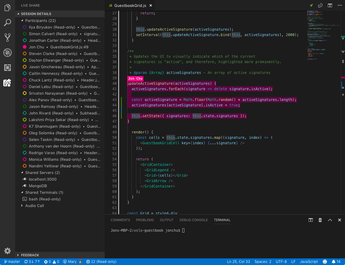 Visual Studio Live Share for real-time code reviews and interactive