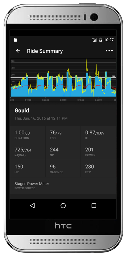 TrainerRoad on an Android phone