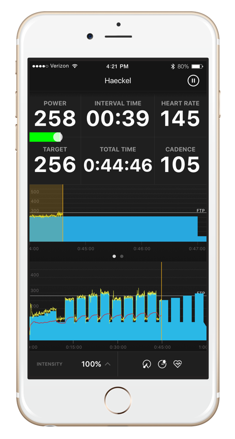 TrainerRoad on an iPhone