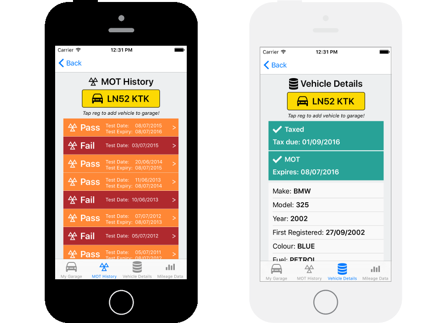 Vehicle Smart app on iPhone