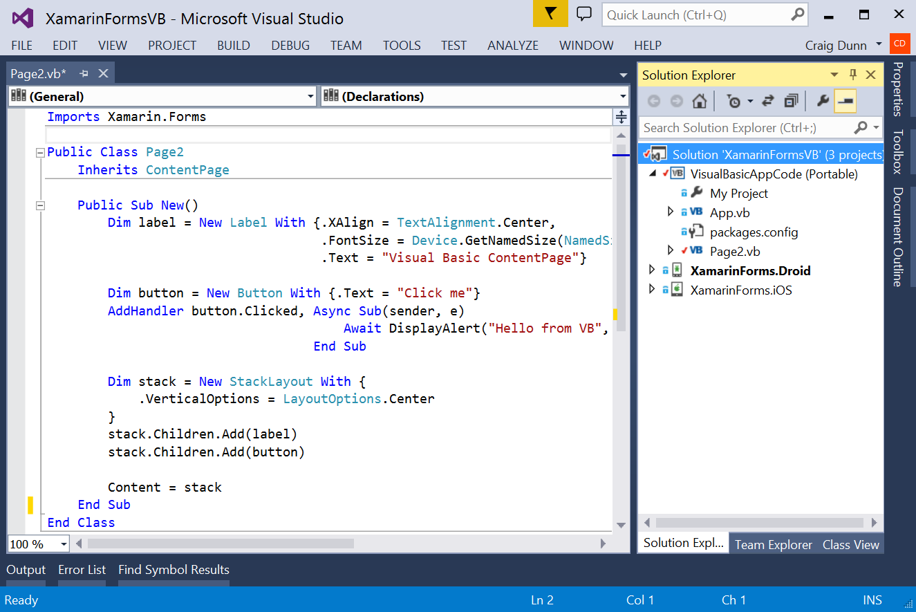 Visual Basic Xamarin.Forms