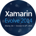 Xamarin Evolve 2014 banner with dates (October 6-10) and location (Atlanta, Georgia)