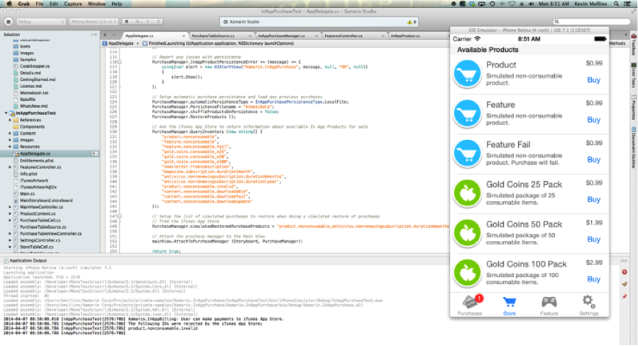Xamarin.InAppPurchase running in simulation