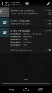 GMail in the Android notification panel (Credit: The Verge)
