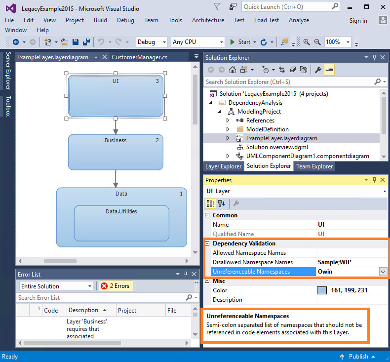 Live architecture dependency validation in Visual Studio ...