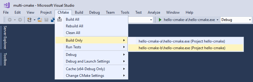 CMake Build with Multiple Projects