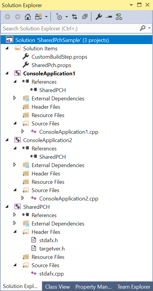 Shared PCH usage sample in Visual Studio - C++ Team Blog