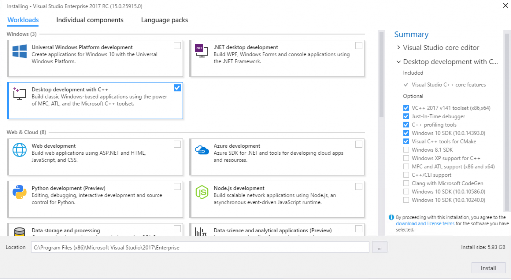 visual studio for mac workloads